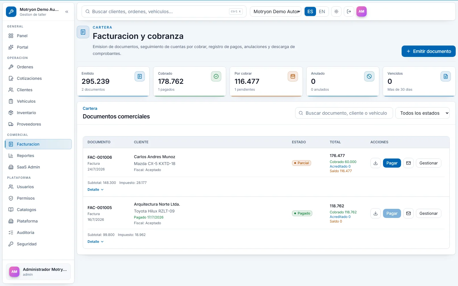Billing and collection dashboard