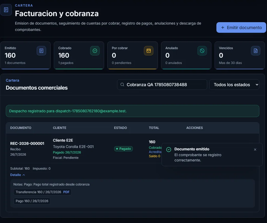 Billing and collection dashboard